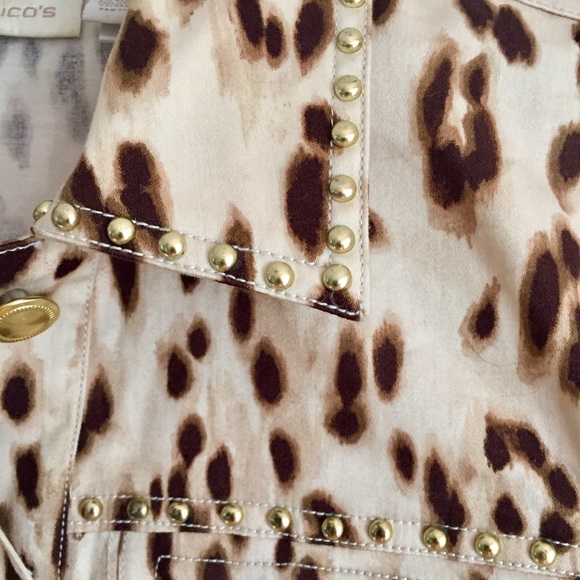 Cheetah Print Gold Studded Crop Jacket - Sz 0 - Picture 6 of 6